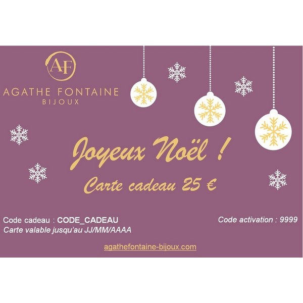 Carte cadeau Noël Femme Homme - boutique Carpe diem Bijoux pierres
